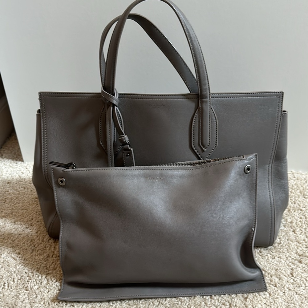Saint Laurent Medium Amber Gray Leather Tote